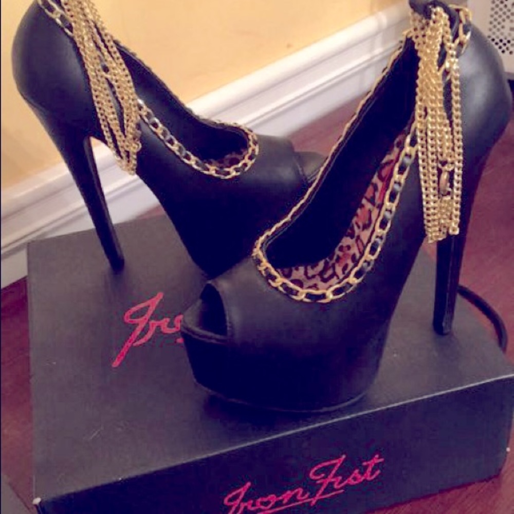 Black and gold stilettos